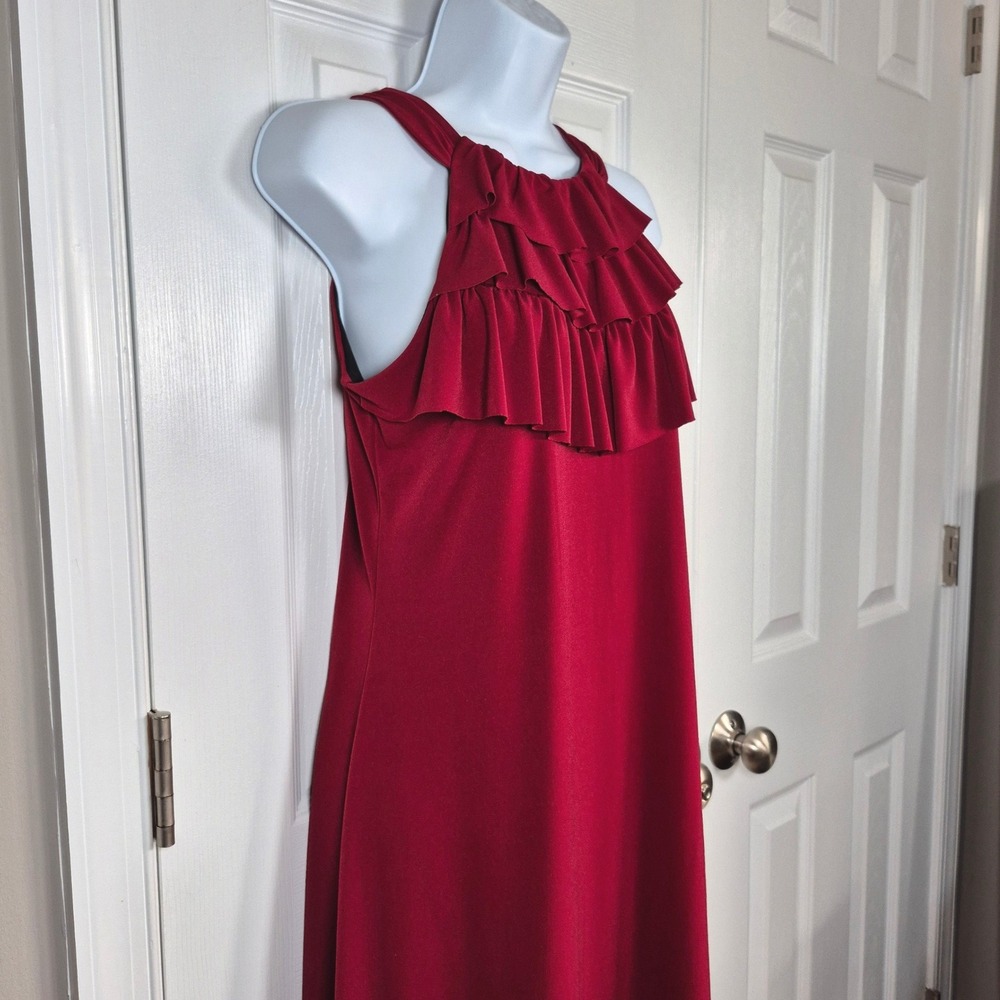 Red‎ sleeveless ruffle mini short dress womens 6 Enfocus Studios - Picture 3 of 7